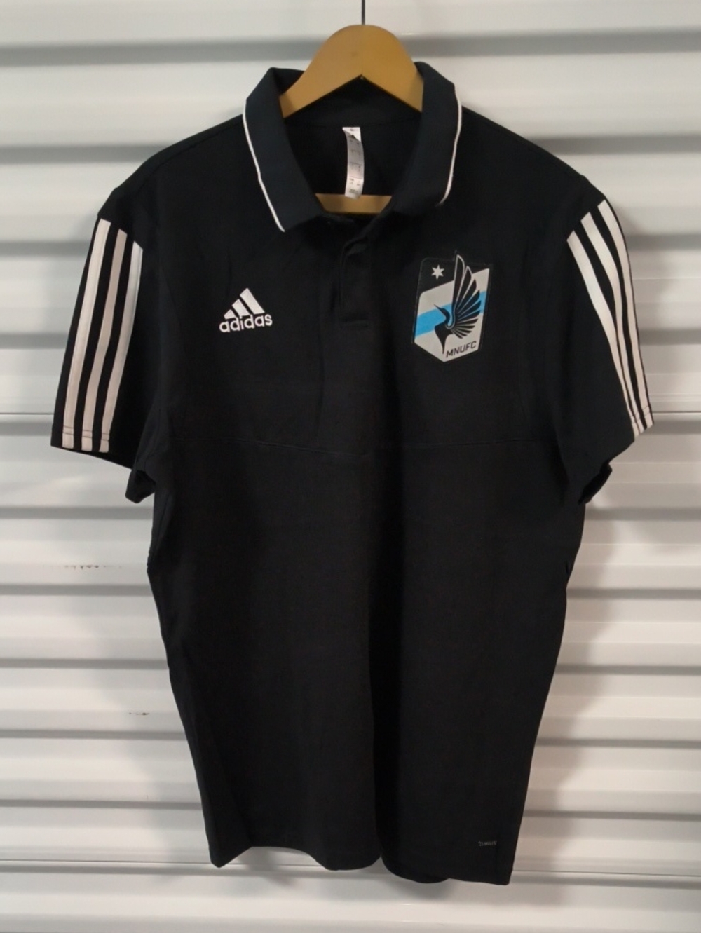 Adidas Climalite MLS Minnesota United Patch Solid Striped Polo Shirt Men's L